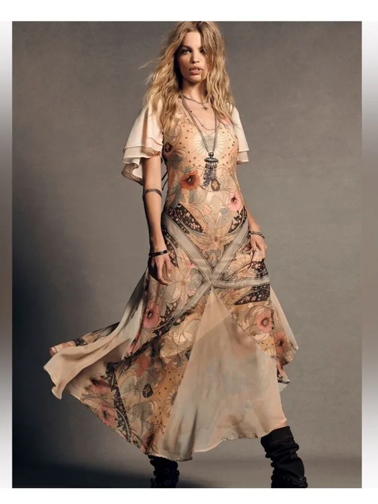 🆕 Free People Celestial Nights Maxi Dress in Fairy Combo Print - Picture 1 of 8